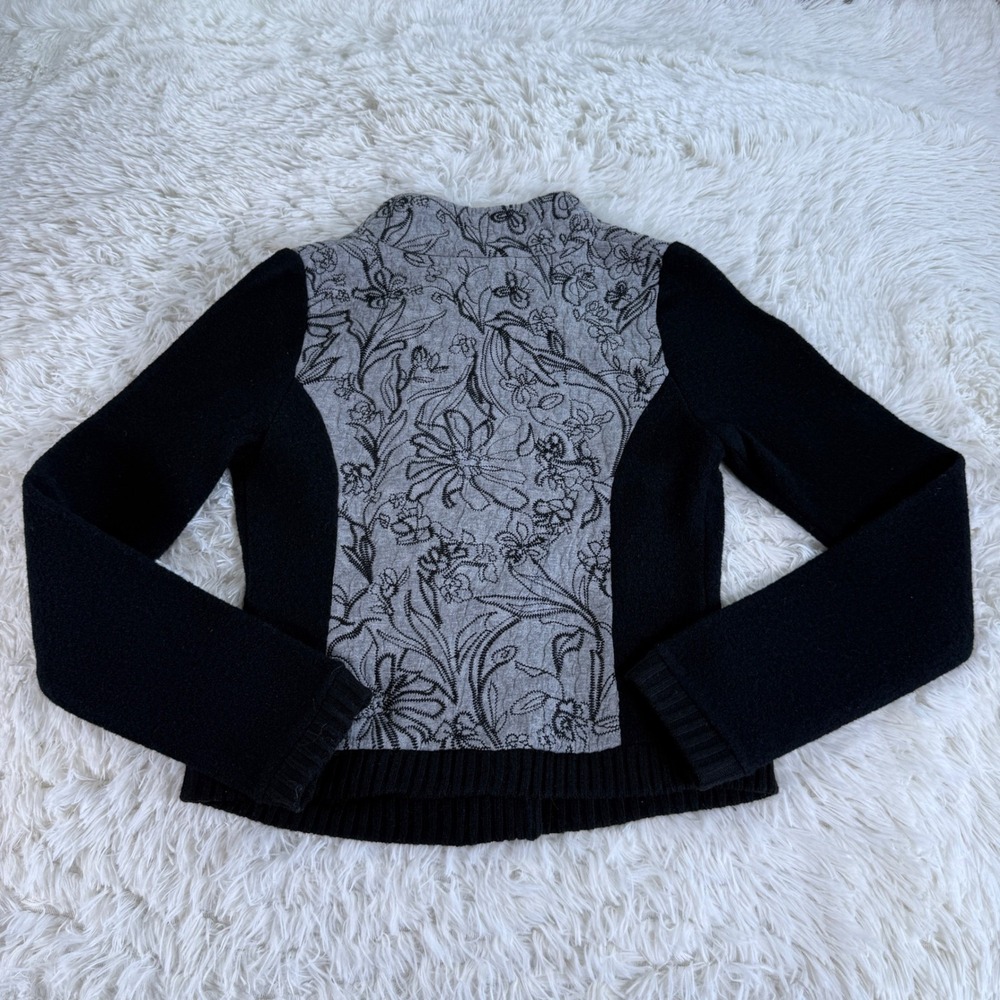 Anthropologie Knitted & Knotted Burke Embellished Bomber Jacket Black Floral XS - Picture 4 of 15